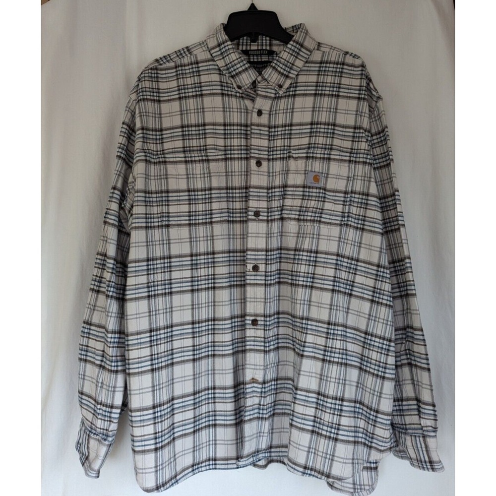 Carhartt Rugged Flex Shirt Men's 2XL Plaid Long Sleeve Work Wear Relaxed Fit